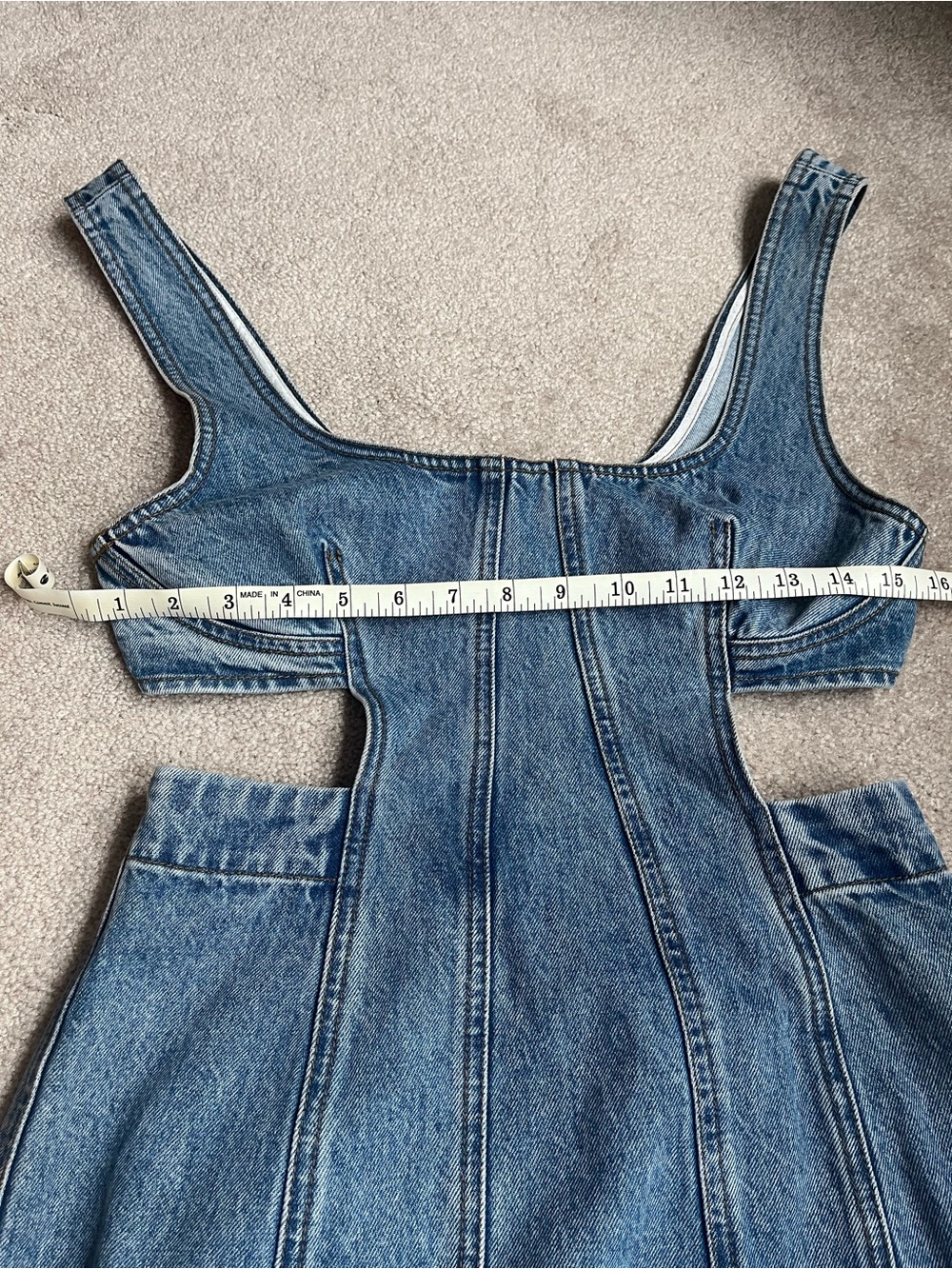 GRLFRND Washed Blue Denim Cutout Mini Dress size S - Picture 4 of 8